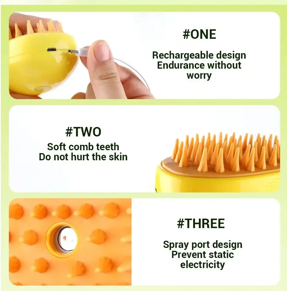 3-in-1 Cat Steamy Brush for Pets