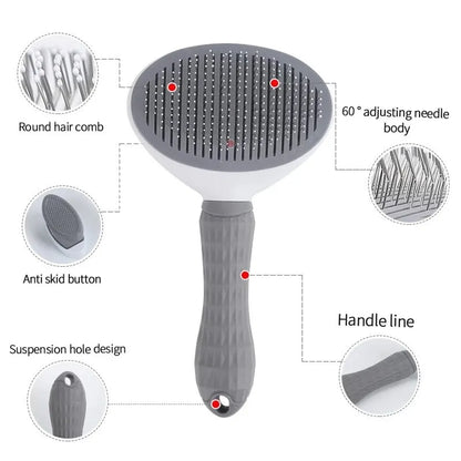 Pet Dog Brush & Cat Comb Self-Cleaning Grooming Tool