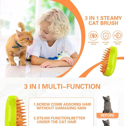 3-in-1 Cat Steamy Brush for Pets