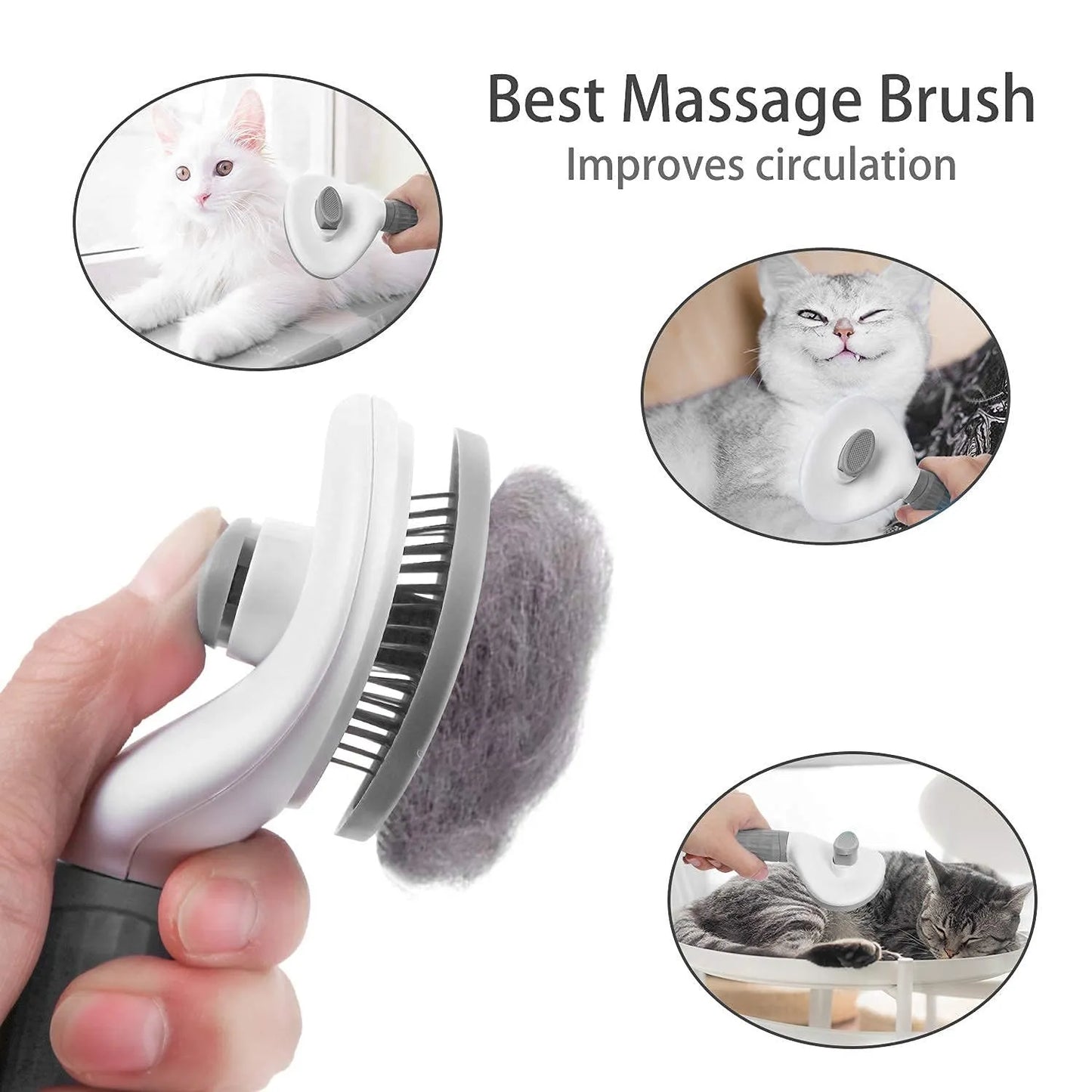 Pet Dog Brush & Cat Comb Self-Cleaning Grooming Tool